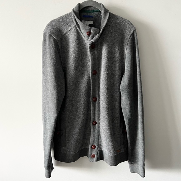 Ted Baker London Mens Cotton Wool Jacket Sweater Button Up - Picture 1 of 12